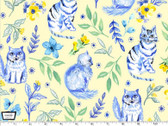 Blue Muse - Garden Cat Lt Yellow from Michael Miller Fabric