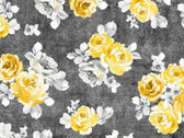 Sunny Delight - Rose Bouquet Charcoal Grey Yellow from Michael Miller Fabric