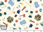 Camping Life - Camping Gear Cream from Michael Miller Fabric