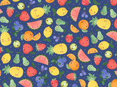 A Bushel and a Peck - Main Squeeze Fruits Navy from Michael Miller Fabric