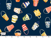 Portofino - Beach Buckets Navy from Michael Miller Fabric