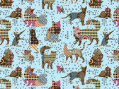 Life is Better With A Cat - Tossed Cats Allover Aqua from Print Concepts Fabric