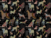 Life Is Better With A Dog - Tossed Dogs Allover Black from Print Concepts Fabric