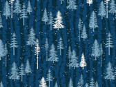 Scandinavian Winter - Boreal Forest Dk Blue from Clothworks Fabric