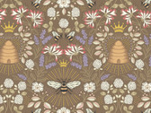 Honey Bee - Beehive Floral Fawn Gold Metallic from Lewis and Irene Fabric