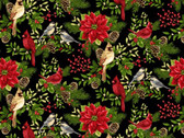 Winter Garden - Birds and Branches Black from Henry Glass Fabric