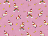 A Royale Fairytale - Unicorn On Rainbow Pink from Paintbrush Studio Fabrics