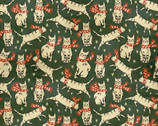 Christmas Cats - Scarf Cats Green by Jason Yenter from In The Beginning Fabric