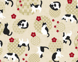 Hachiware Romance - Cats Toss Beige from Cosmo Fabric