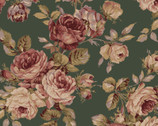 Ruru Bouquet Classic Library 3 - Rose Toss Green from Quilt Gate Fabric