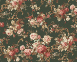 Ruru Bouquet Classic Library 3 - Floral Bouquet Toss Dk Green from Quilt Gate Fabric