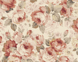 Ruru Bouquet Classic Library 3 - Packed Bunch Roses Peachy Pink from Quilt Gate Fabric