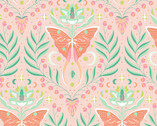 Moonlit Garden - Moonlit Moth Damask Posy Pink by Patty Sloniger from Andover Fabrics