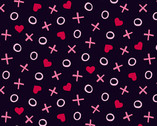 Love Me Do - Hugs and Kisses Black by Kim Shaefer from Andover Fabrics