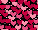 Love Me Do - Floating Hearts Black by Kim Shaefer from Andover Fabrics