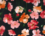 Flownny LAWN - Floral Poppy Black from Kokka Fabric