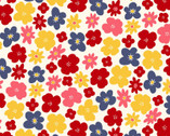 Pygmy World - Flowers Red Blue Yellow from Cosmo Fabric