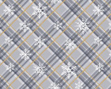 Majestic Winter GLITTER - Snowflake Plaid Gray by Louise Allen from 3 Wishes Fabric