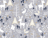 Majestic Winter GLITTER - Animal Silhouettes by Louise Allen from 3 Wishes Fabric
