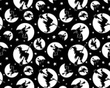 Nights of Olde Salem GLOW in DARK - Witch Silhouette Black from Henry Glass Fabric