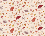 Squirreled Away - Mushroom Medley Cream by Cassandra Connolly from Lewis and Irene Fabric