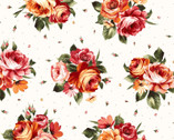 Harvest Rose FLANNEL - Bouquets Cream from Maywood Studio Fabric