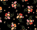Harvest Rose FLANNEL - Tossed Florals Black from Maywood Studio Fabric