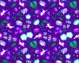 Magic Moon Garden GLOW in DARK - Moon Garden Florals Purple from Henry Glass Fabric