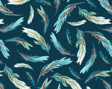 Zooming Chickens - Tossed Feathers Teal by Timna Tarr from Studio E Fabrics