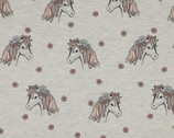Glitter Horses JERSEY Ecru 58 Inch from Verhees Fabric