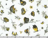 Joyful Meadows - Butterfly Moths Floral White by Lauren Wan from Robert Kaufman Fabrics