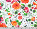 Joyful Meadows - Floral Leaf Outline White by Lauren Wan from Robert Kaufman Fabrics
