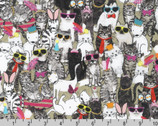 Fancypants - Cats Dressed Up Packed Natural by World Art Group from Robert Kaufman Fabrics