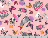 Fancypants - Cats Life Butterflies Pink Ballerina by World Art Group from Robert Kaufman Fabrics