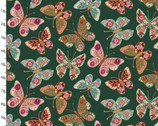 Folk Flora - Butterfly Green from 3 Wishes Fabric
