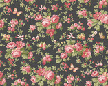 French Mill - Roses Butterflies Black from Andover Fabrics
