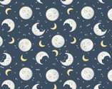Reach For The Stars - Moons Navy from Wilmington Prints Fabric