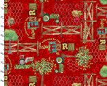 Welcome To The Funny Farm - Tractors Red from 3 Wishes Fabric
