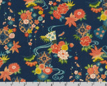 Kiku - Floral Medallion Fans Navy by Sevenberry from Robert Kaufman Fabrics