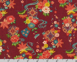 Kiku - Floral Medallion Fans Red by Sevenberry from Robert Kaufman Fabrics