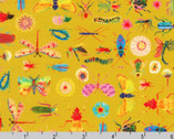 Flora and Fun - Bugs Mustard by Subhashini Narayanan from Robert Kaufman Fabrics