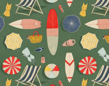 Beach Day - Beach Gear Green from Paintbrush Studio Fabrics
