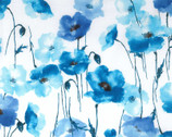 Flownny LAWN - Floral Poppy Blue from Kokka Fabric