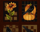 Cavalier Crows - PANEL 24 Inch Pumpin Crow Sunflower by Jan Mott from Henry Glass Fabric