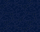 Celestial - Clouds Midnight Blue Metallic from Lewis and Irene Fabric