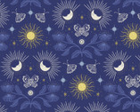Celestial - Garden Dusk Blue Metallic from Lewis and Irene Fabric