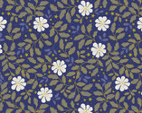 Celestial - Flowers Blue Metallic from Lewis and Irene Fabric