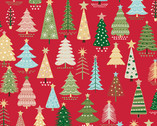 Cosy Christmas - Trees Red from Makower UK  Fabric