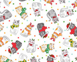 Santa Paws - Cats Scatter White from Makower UK  Fabric