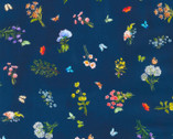 Bunny Lane - Flowers Navy by Briar Hills Design from Robert Kaufman Fabrics